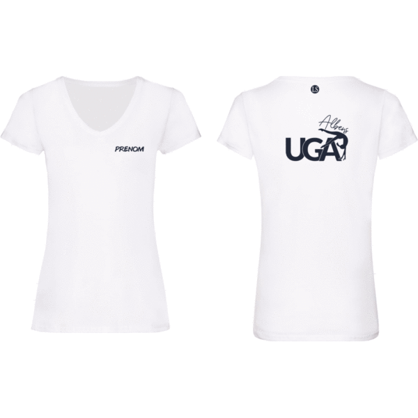 TEE-SHIRT BLANC col V (adultes) UGA (avec prénom inclus)