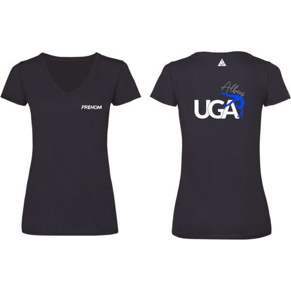 TEE-SHIRT MARINE col V (adultes) UGA (avec prénom inclus)