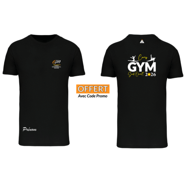 Tee-shirt NOIR OFFERT Camp Sud-Ouest Gymnastique 2026 (Prénom+Logo Fédéral Inclus)