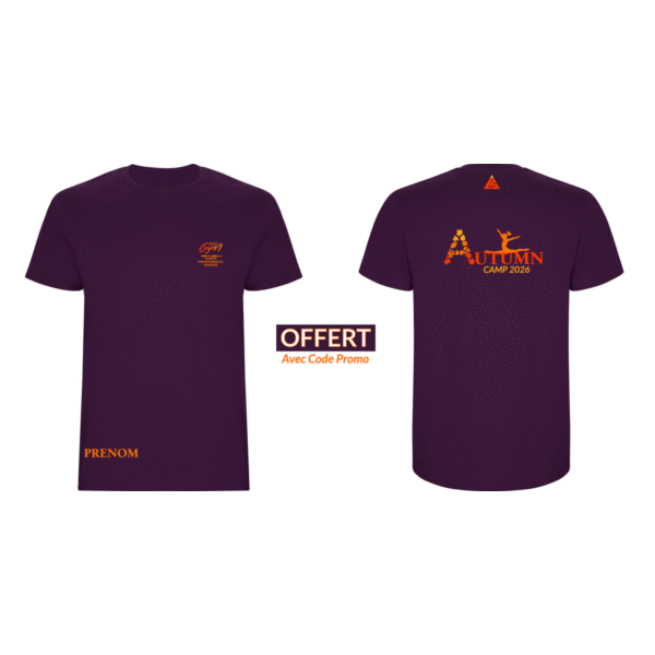 Tee-shirt VIOLET OFFERT Camp Sud-Ouest Gymnastique 2026 (Prénom+Logo Fédéral Inclus)